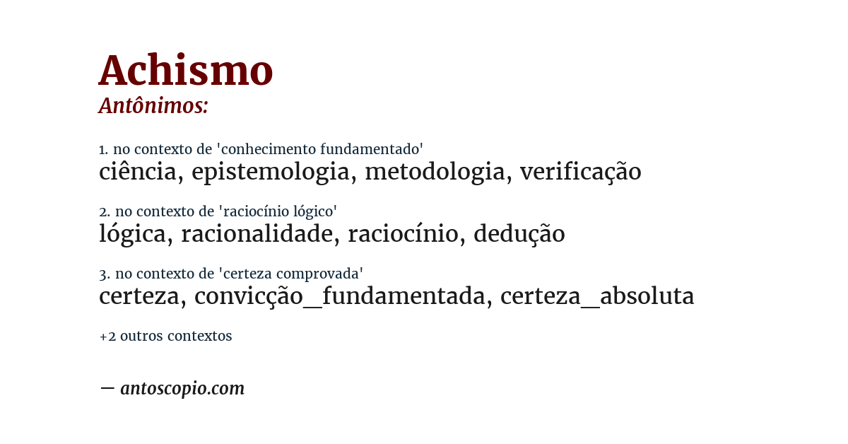 Antônimo de achismo