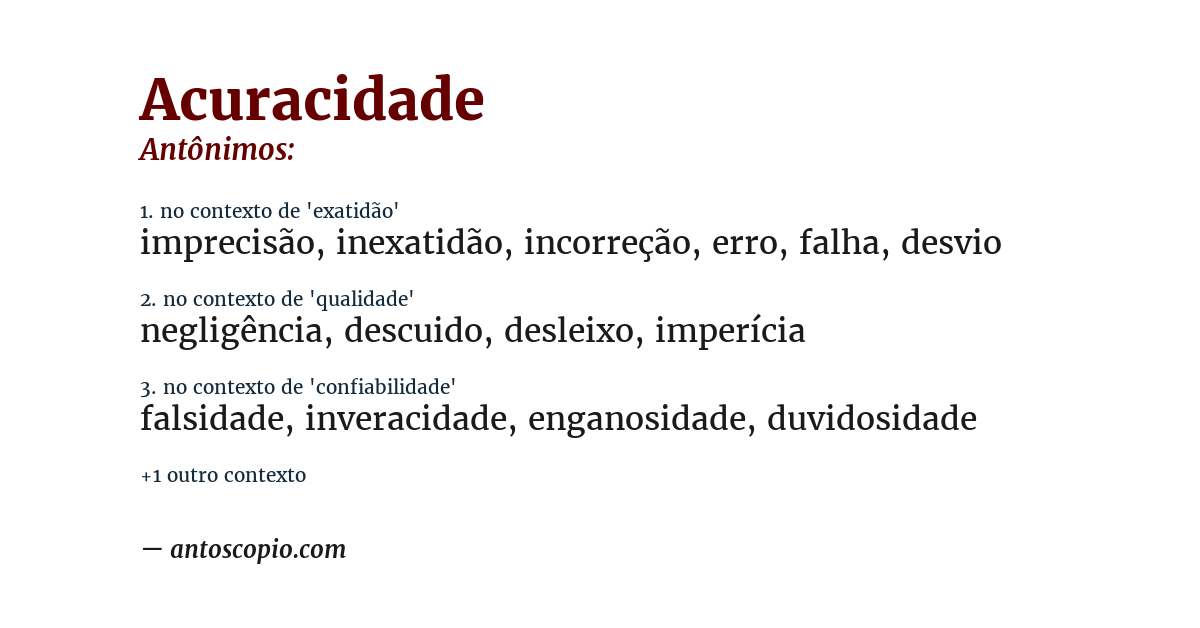 Antônimo de acuracidade