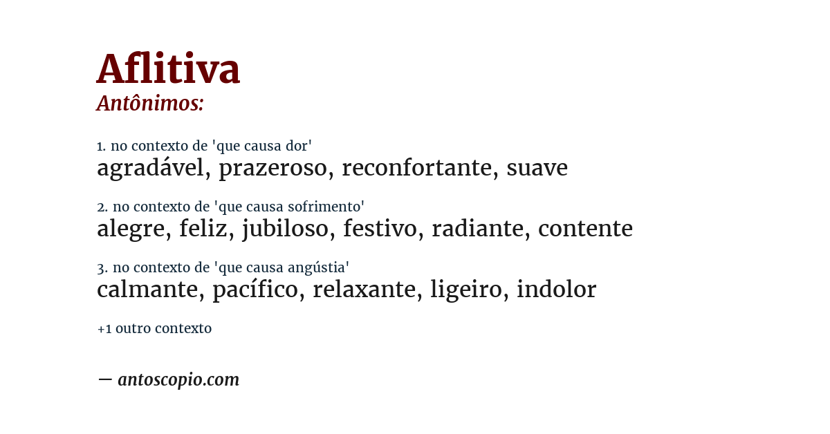 Antônimo de aflitiva