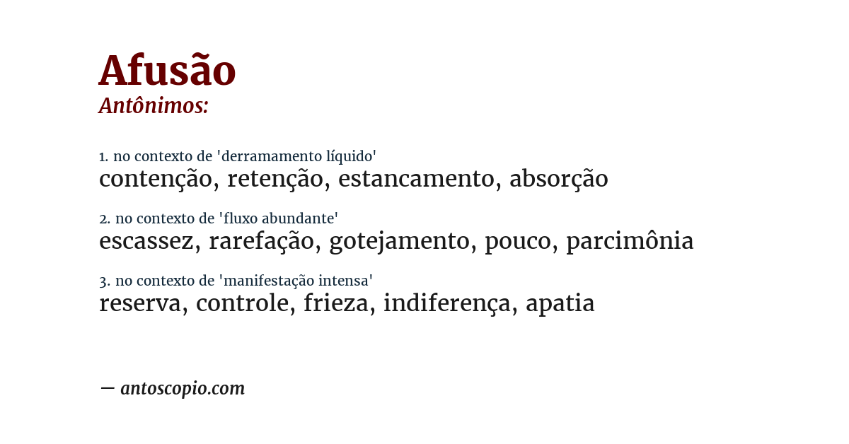 Antônimo de afusão