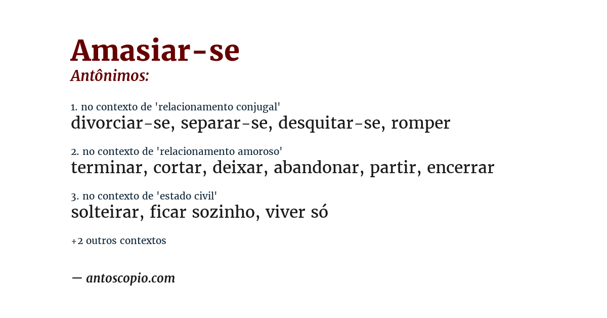 Antônimo de amasiar-se