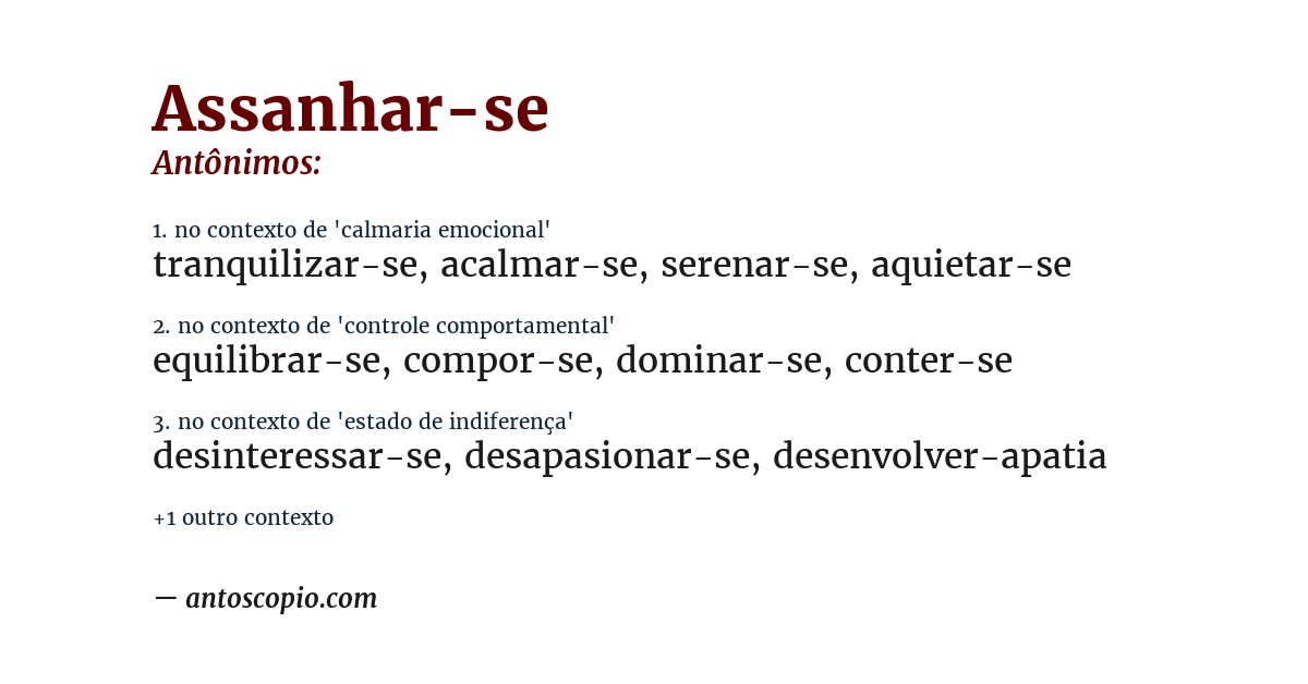 Antônimo de assanhar-se