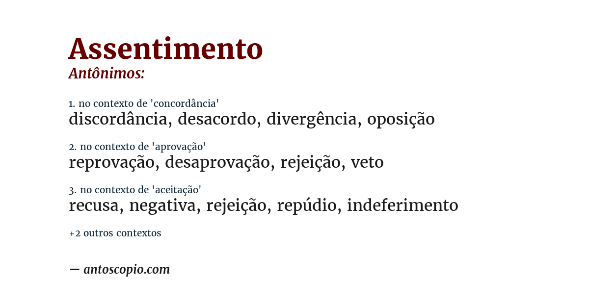 Antônimo de assentimento