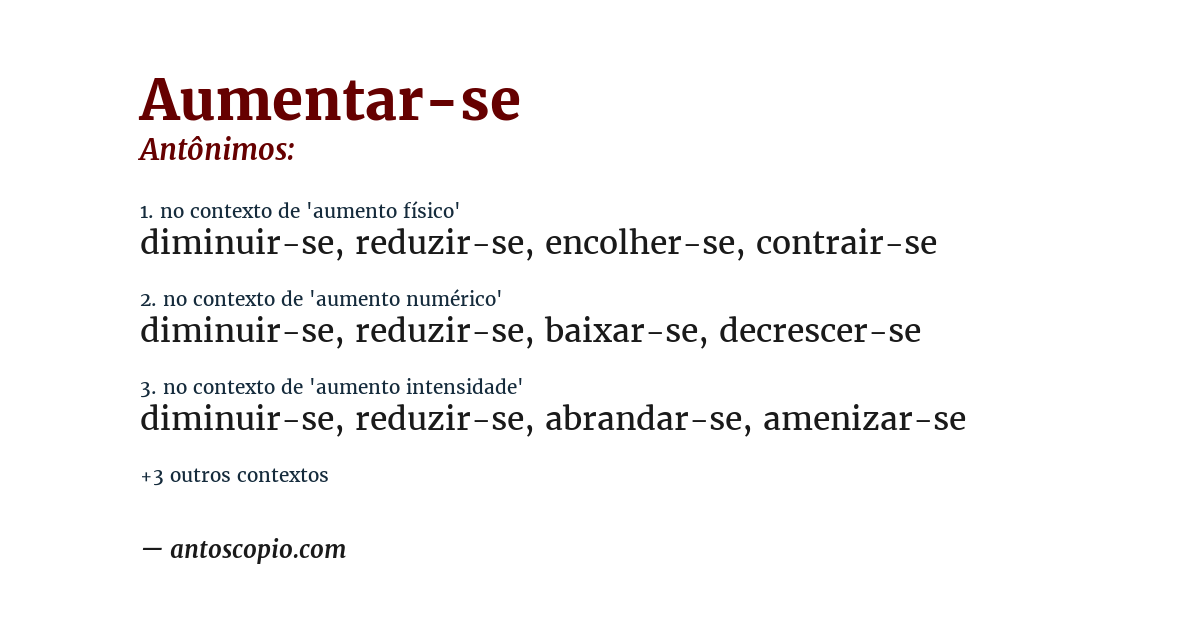 Antônimo de aumentar-se