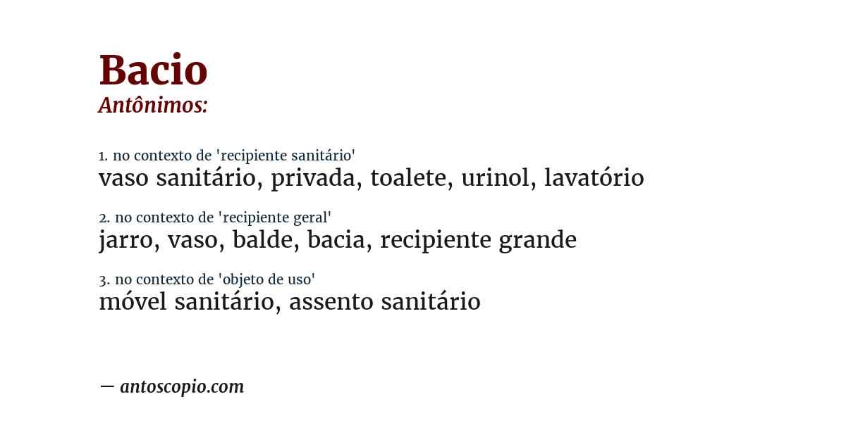 Antônimo de bacio