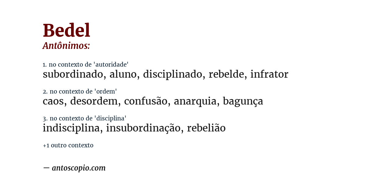 Antônimo de bedel
