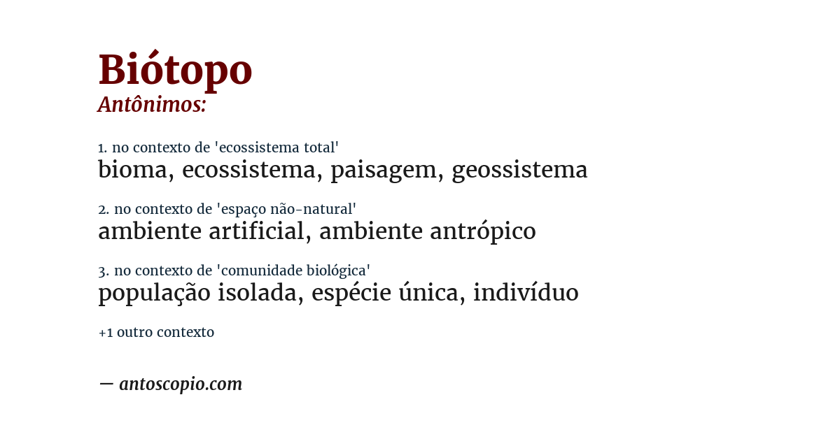 Antônimo de biótopo