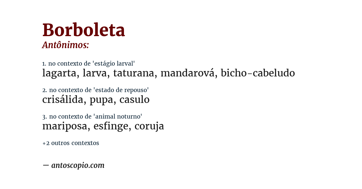 Antônimo de borboleta