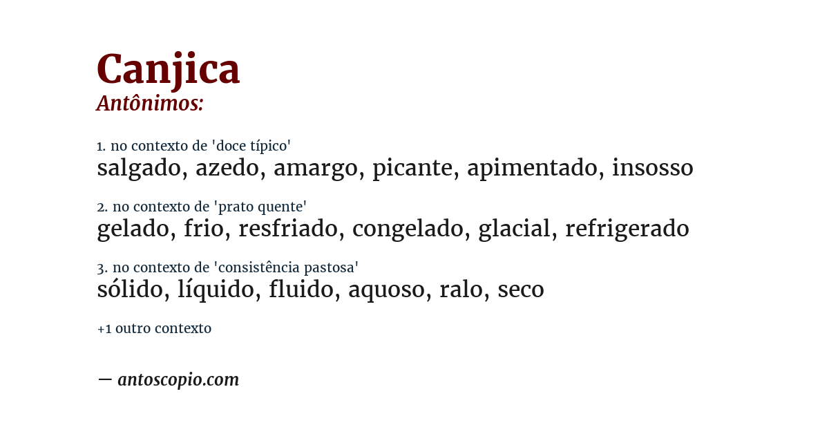 Antônimo de canjica