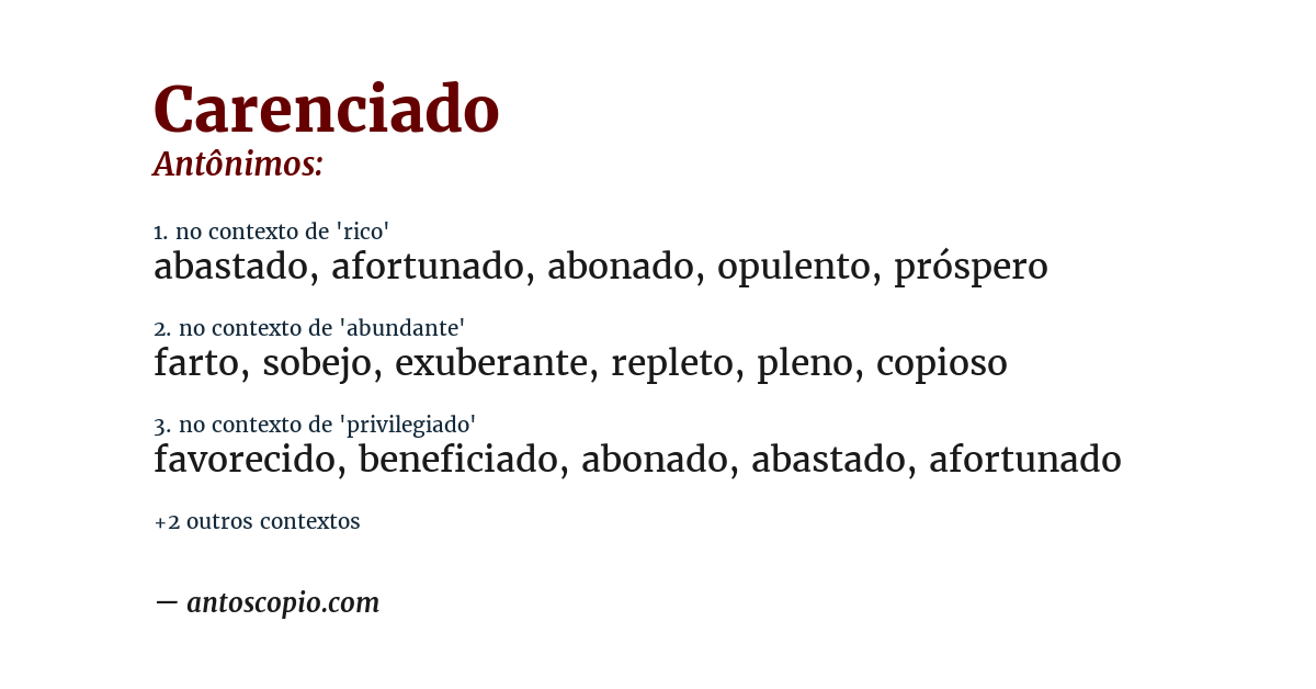 Antônimo de carenciado