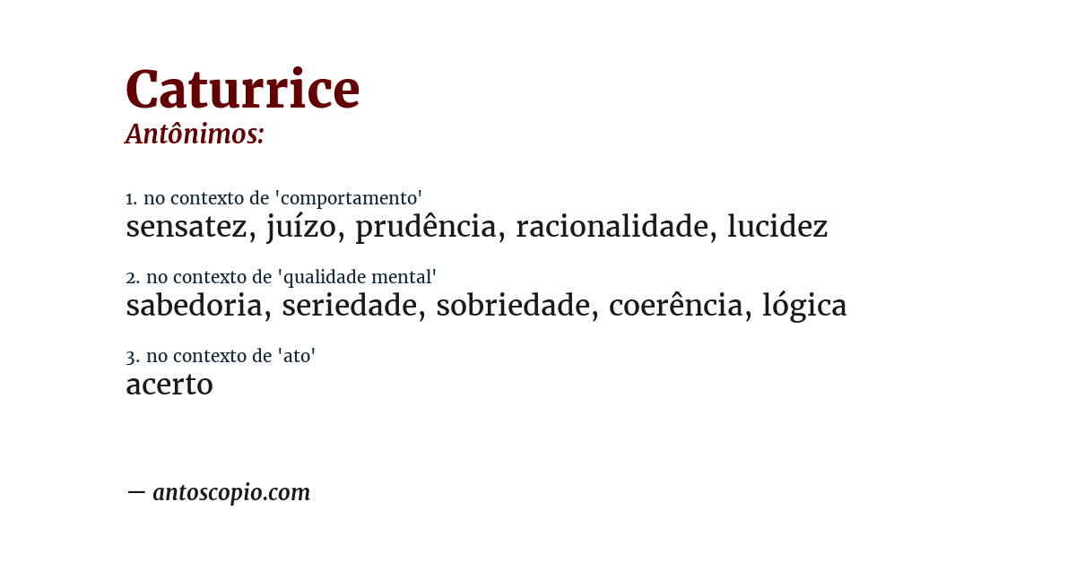 Antônimo de caturrice