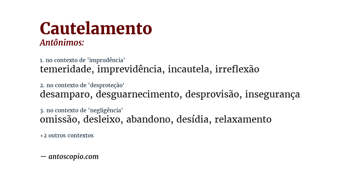 Antônimo de cautelamento
