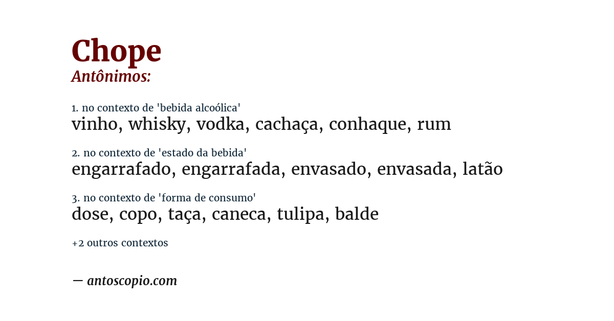 Antônimo de chope