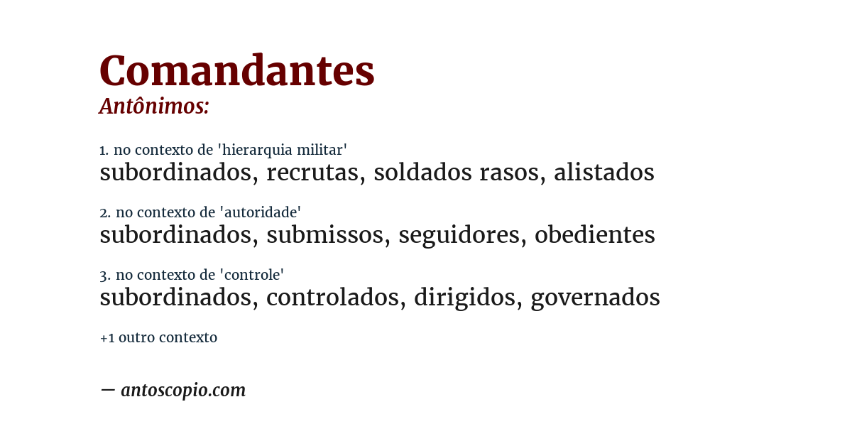 Antônimo de comandantes