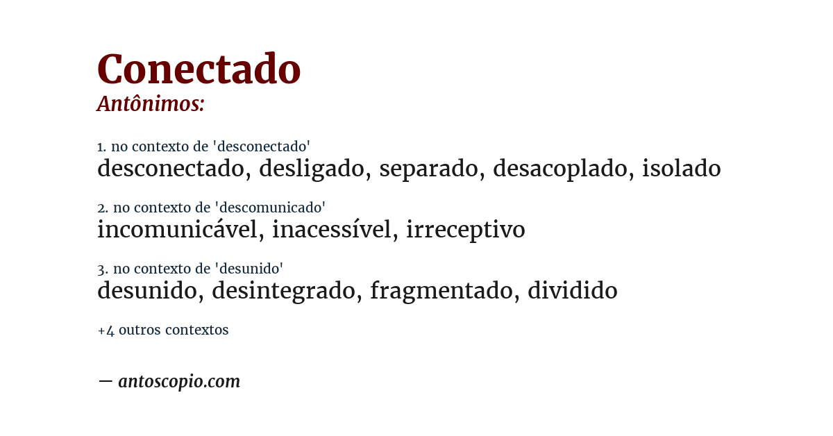 Antônimo de conectado