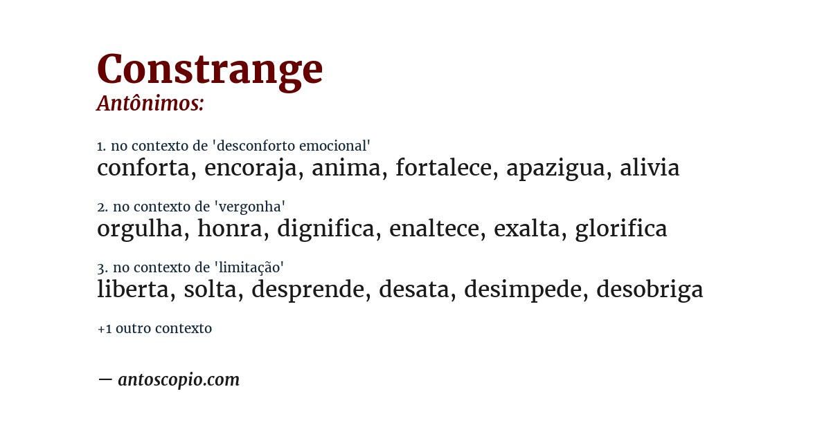 Antônimo de constrange