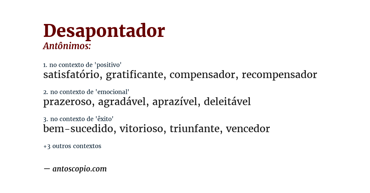 Antônimo de desapontador