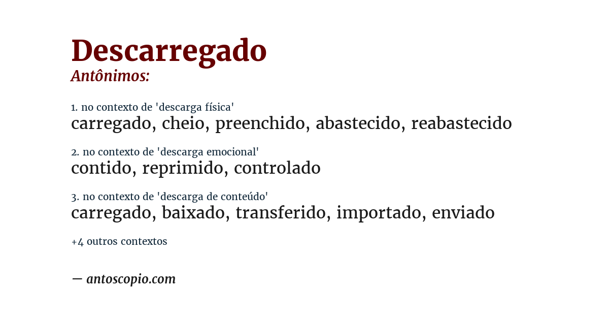 Antônimo de descarregado