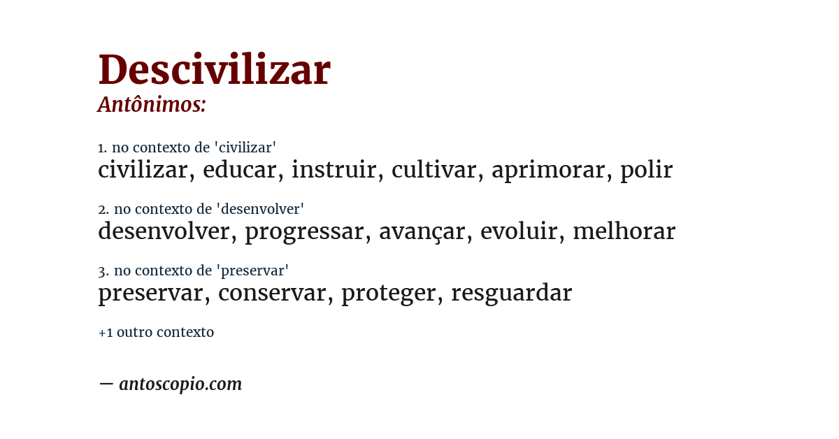 Antônimo de descivilizar