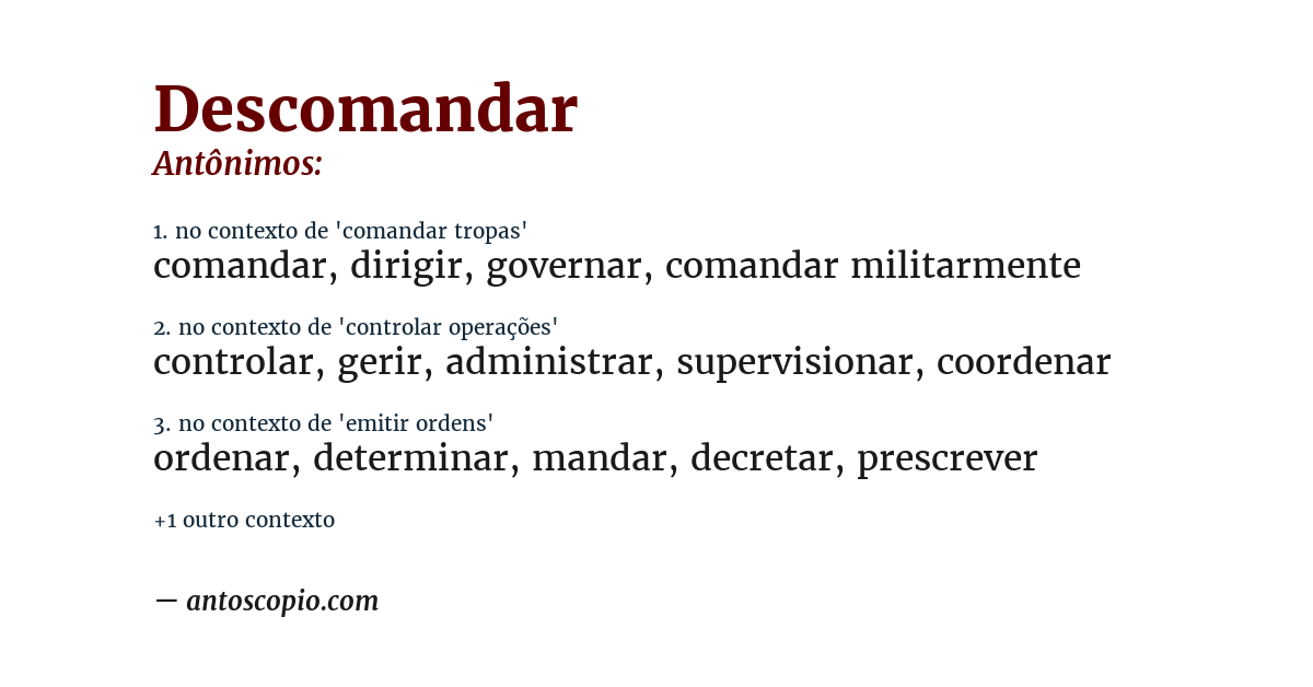 Antônimo de descomandar