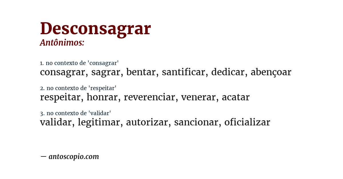 Antônimo de desconsagrar