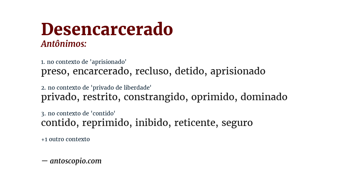 Antônimo de desencarcerado
