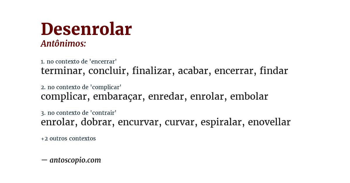 Antônimo de desenrolar