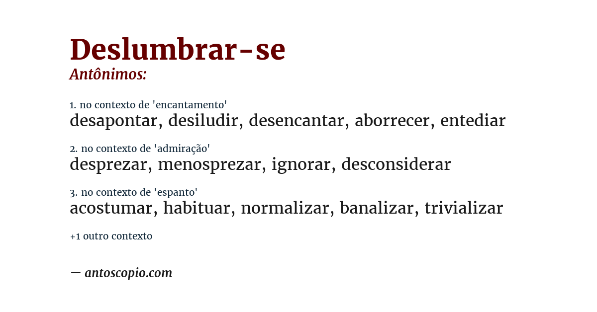 Antônimo de deslumbrar-se