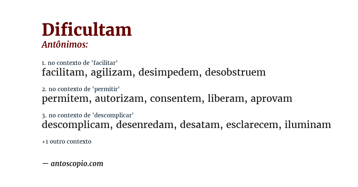 Antônimo de dificultam