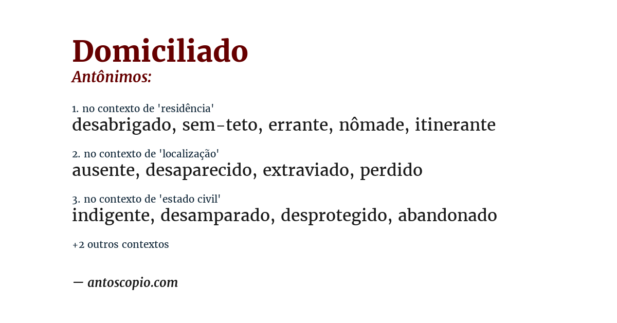 Antônimo de domiciliado
