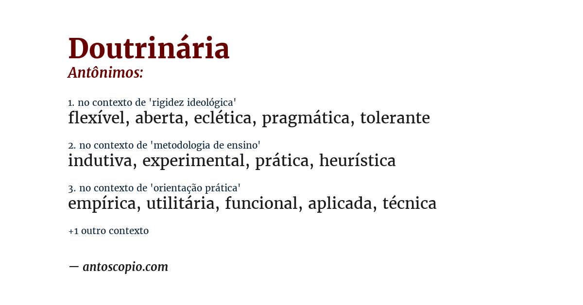 Antônimo de doutrinária