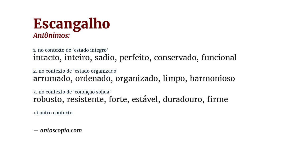 Antônimo de escangalho