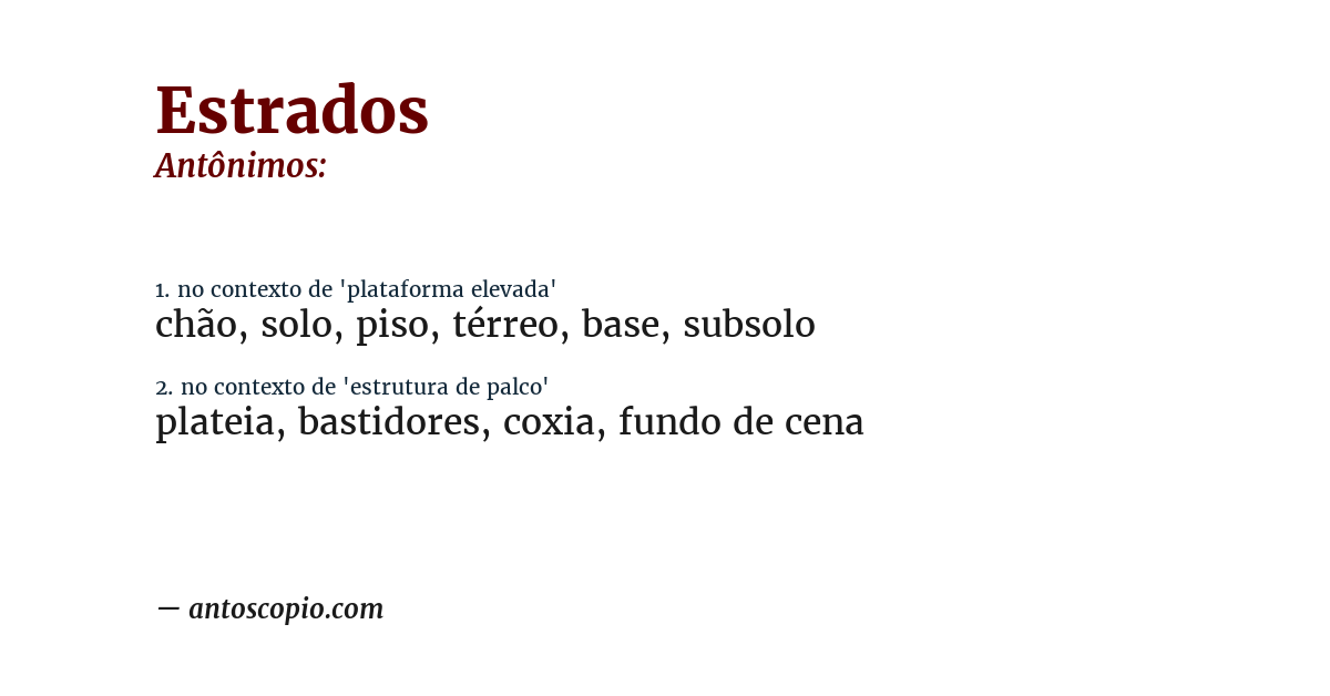 Antônimo de estrados