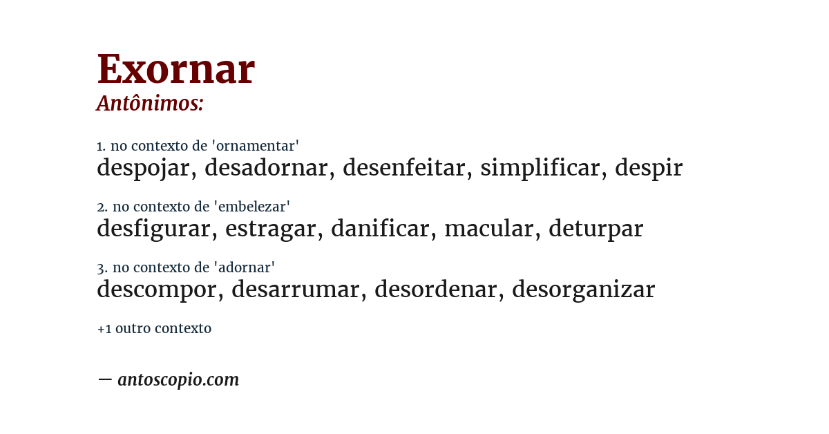 Antônimo de exornar