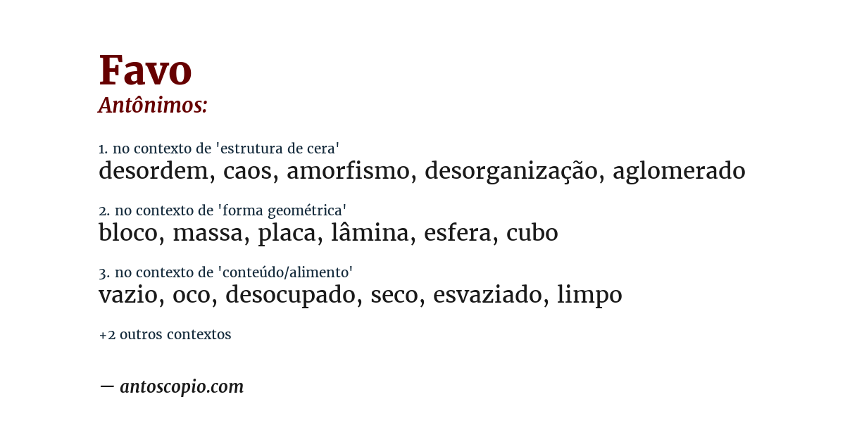 Antônimo de favo