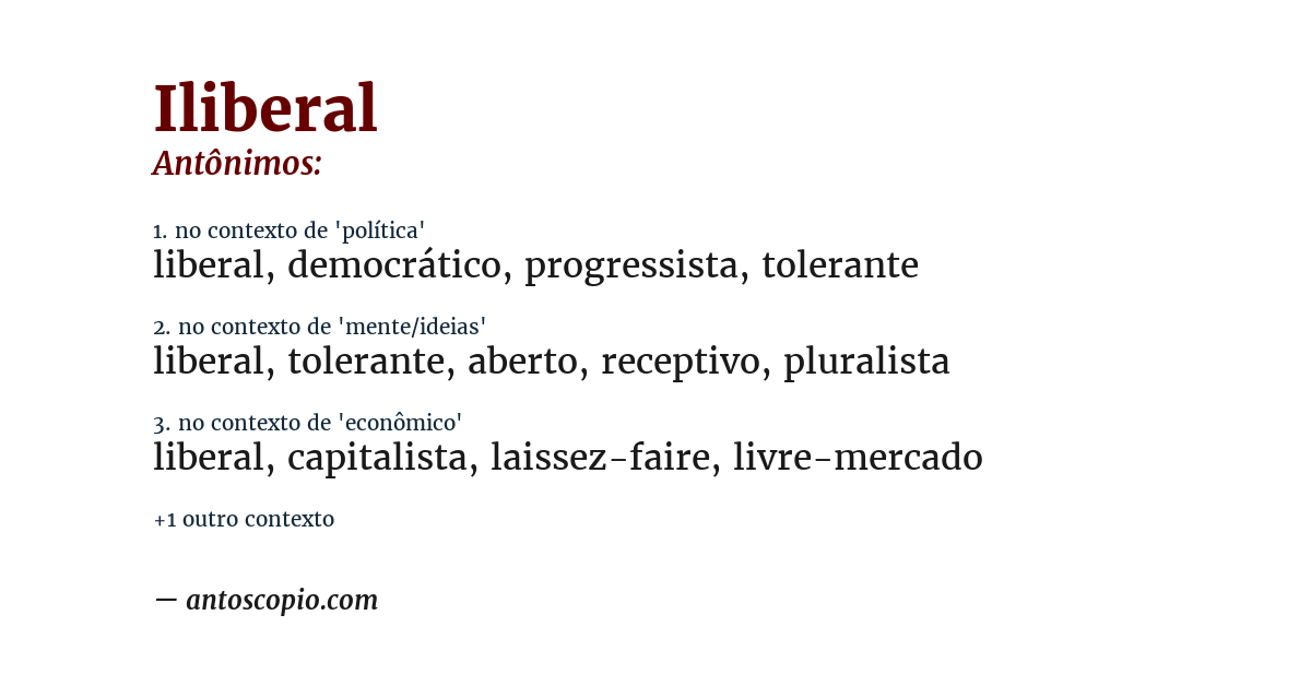 Antônimo de iliberal