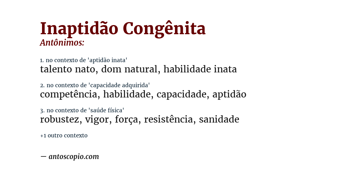 Antônimo de inaptidão congênita