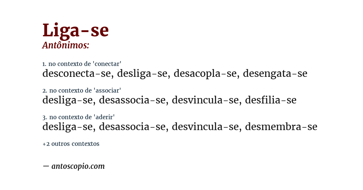 Antônimo de liga-se