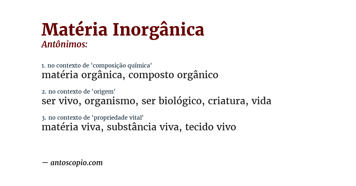 Antônimo de matéria inorgânica
