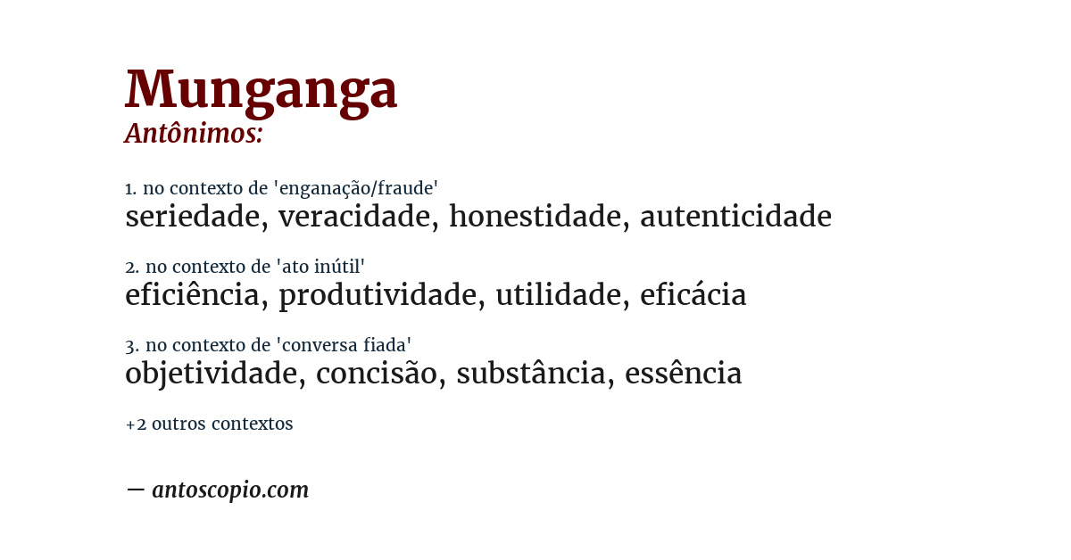 Antônimo de munganga