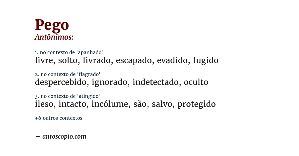 Antônimo de pego