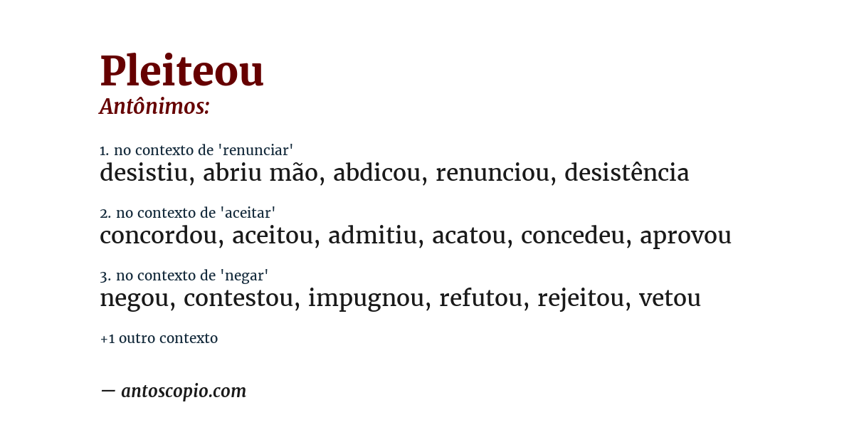 Antônimo de pleiteou