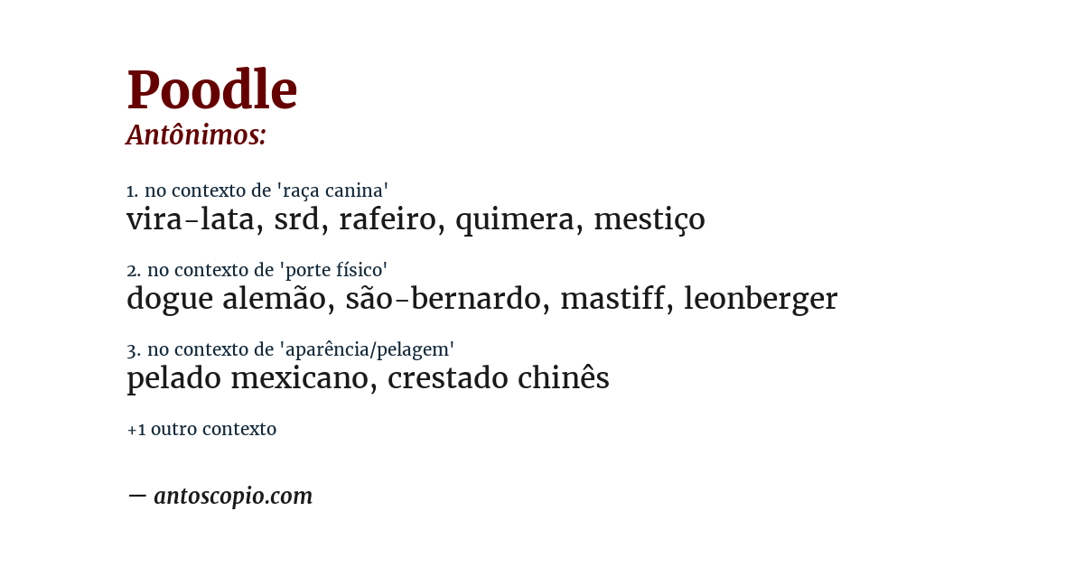 Antônimo de poodle