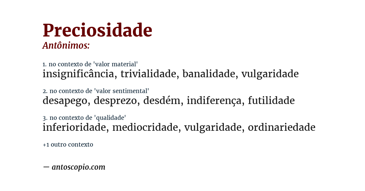 Antônimo de preciosidade