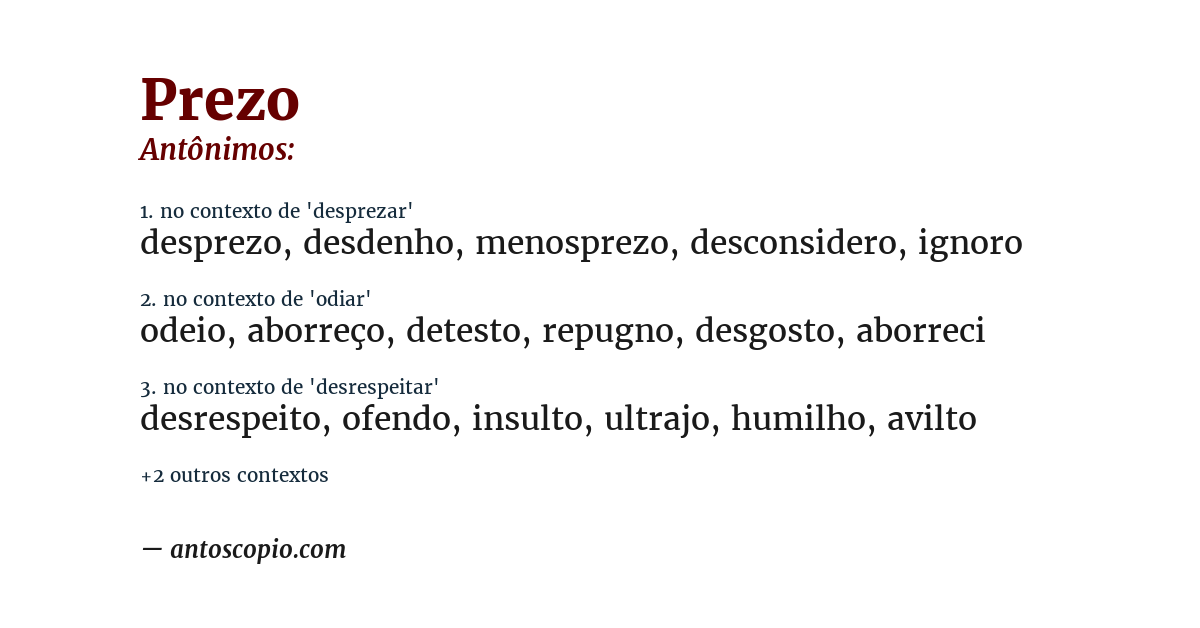 Antônimo de prezo