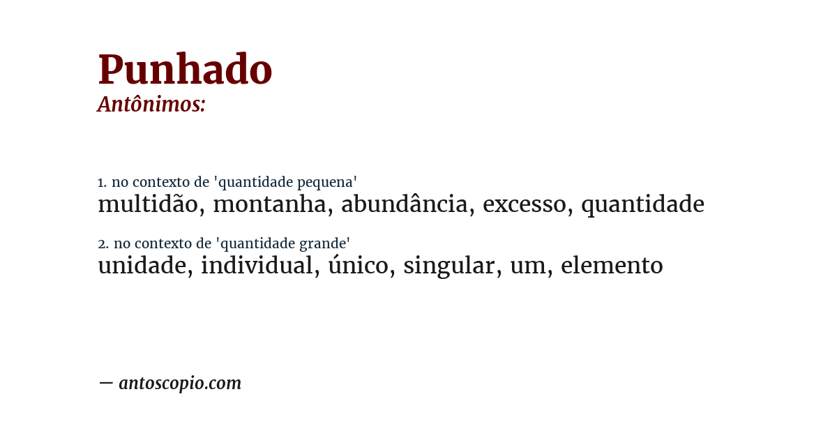 Antônimo de punhado