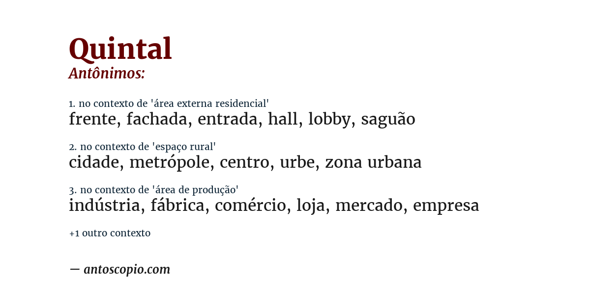Antônimo de quintal