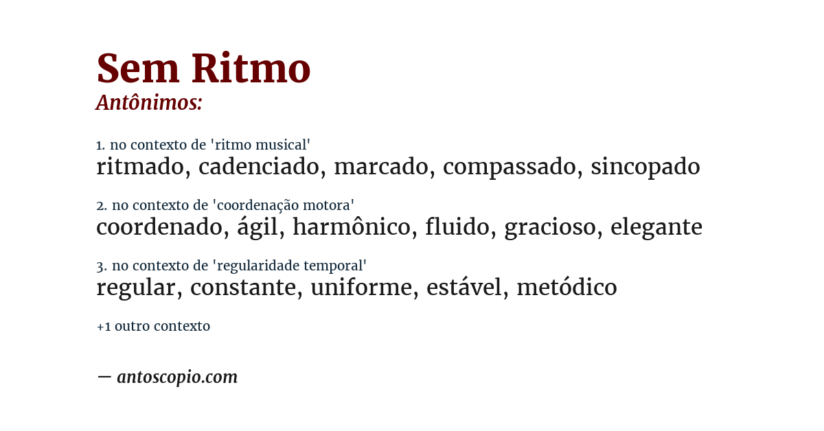 Antônimo de sem ritmo