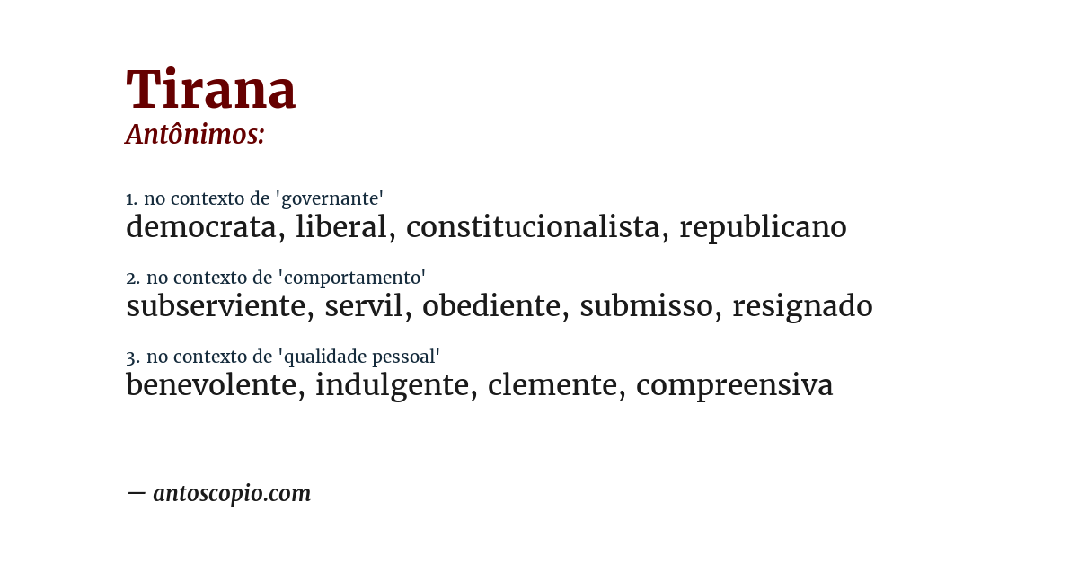 Antônimo de tirana