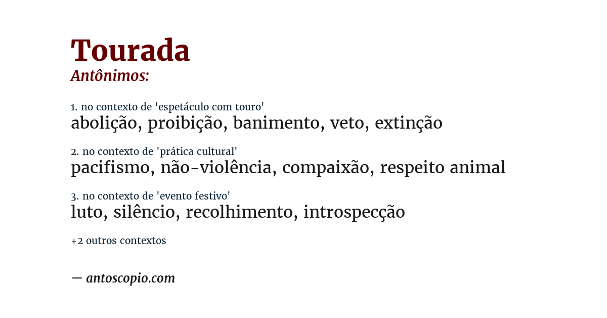 Antônimo de tourada